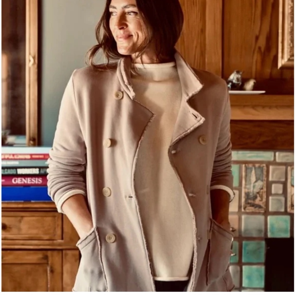 Great neutral  Frank & Eileen Belfast  fleece peacoat biscotti small nwot